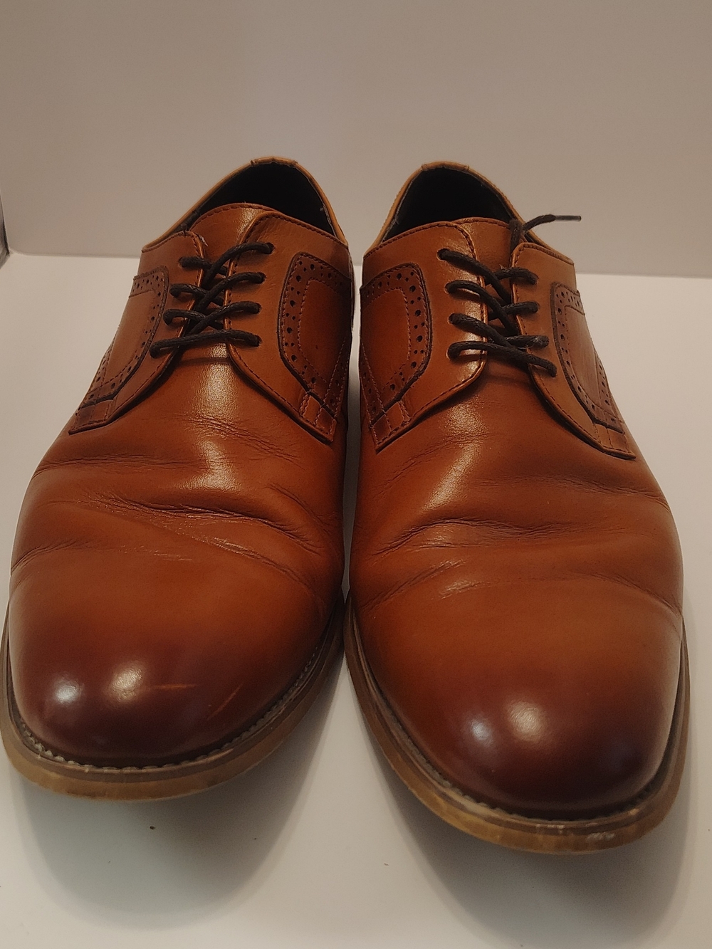 Stacy Adams Cognac Brown Leather Derby Oxfords Size 10w